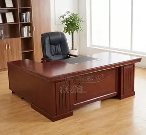 180cm Executive L-Shaped Desk : Premium L-Shaped Mahogany Office Desk