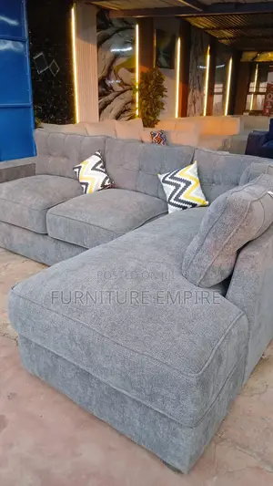 6-Seater L-Seat Sofa – Grey With High-Density Cushions