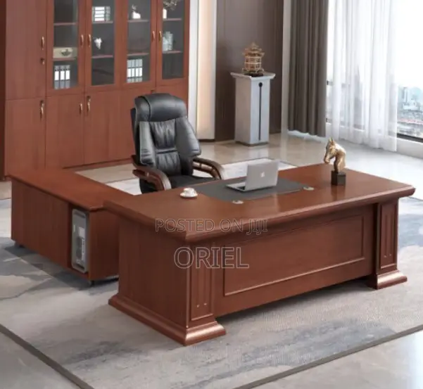 180cm Executive L-Shaped Desk : Premium L-Shaped Mahogany Office Desk