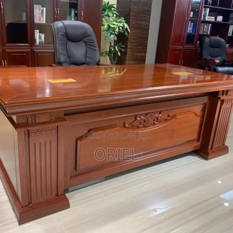 180cm Executive L-Shaped Desk : Premium L-Shaped Mahogany Office Desk