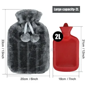 Fluffy Fabric Covered 2 Litre Hot Water Bottle Bag