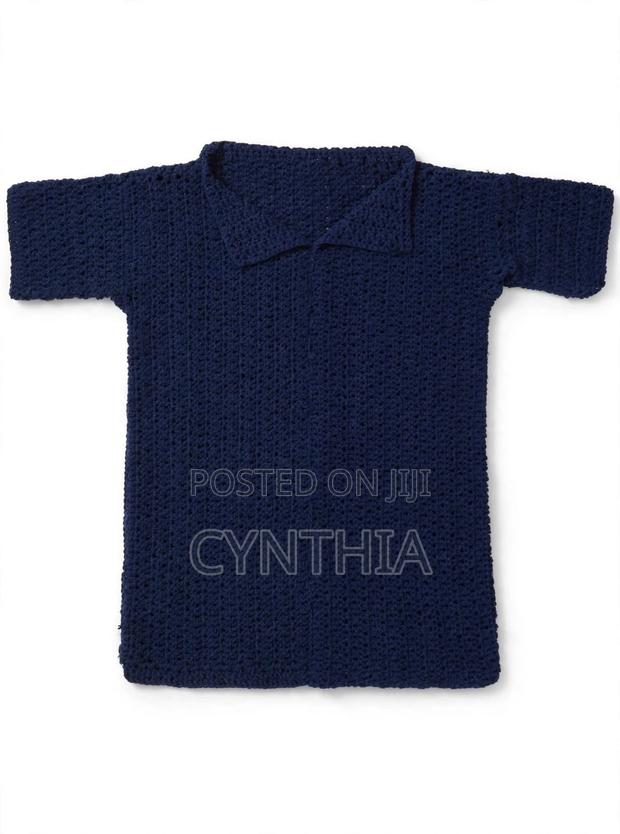 Handmade Crochet Polo Shirt for Men- Navy Blue- Medium Size