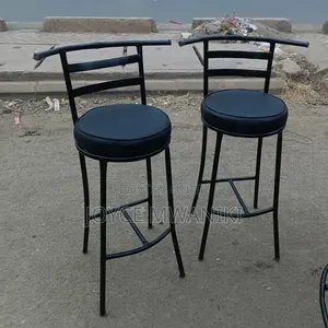 Black High Stools With Back Rest