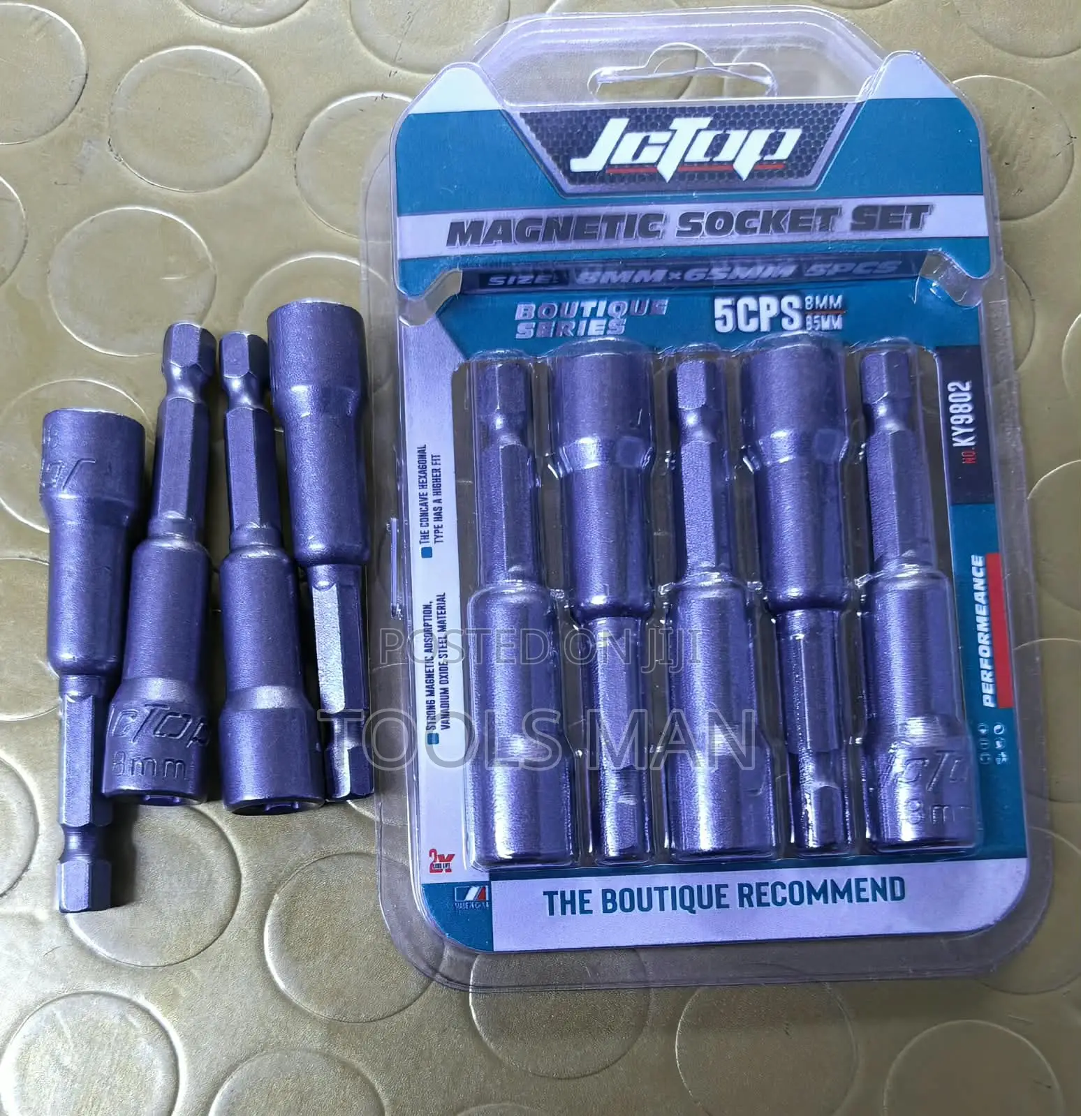 Jctop 5-Piece Magnetic Socket Nut Setter Set 8mm – Heavy Duty