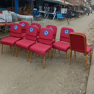 Red Branded Stackable Church Chairs With Book Rack 