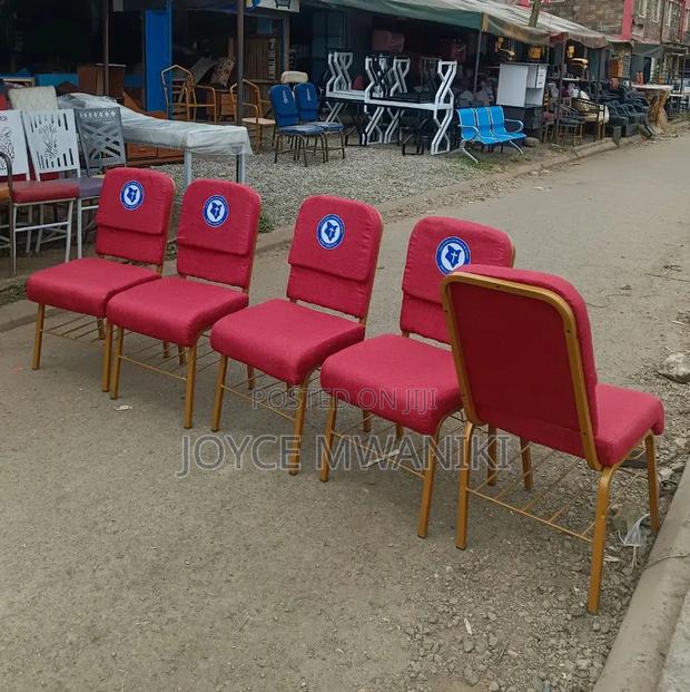 Red Branded Stackable Church Chairs With Book Rack  - thumbnail 2