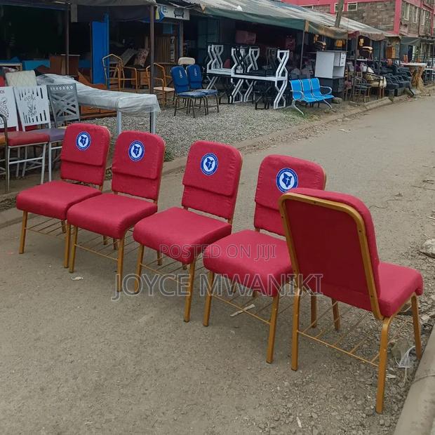 Red Branded Stackable Church Chairs With Book Rack  - thumbnail 3