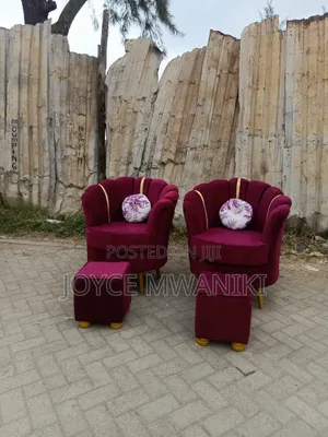 2 Red Maroon Pedicure Flower Seats With Stools