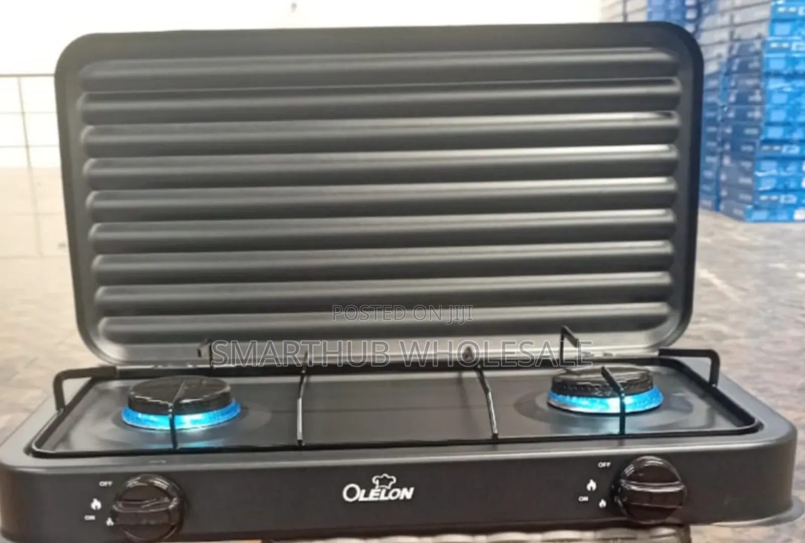 Olelon 2 Burner Gas Stove Cooker With Cover Lid