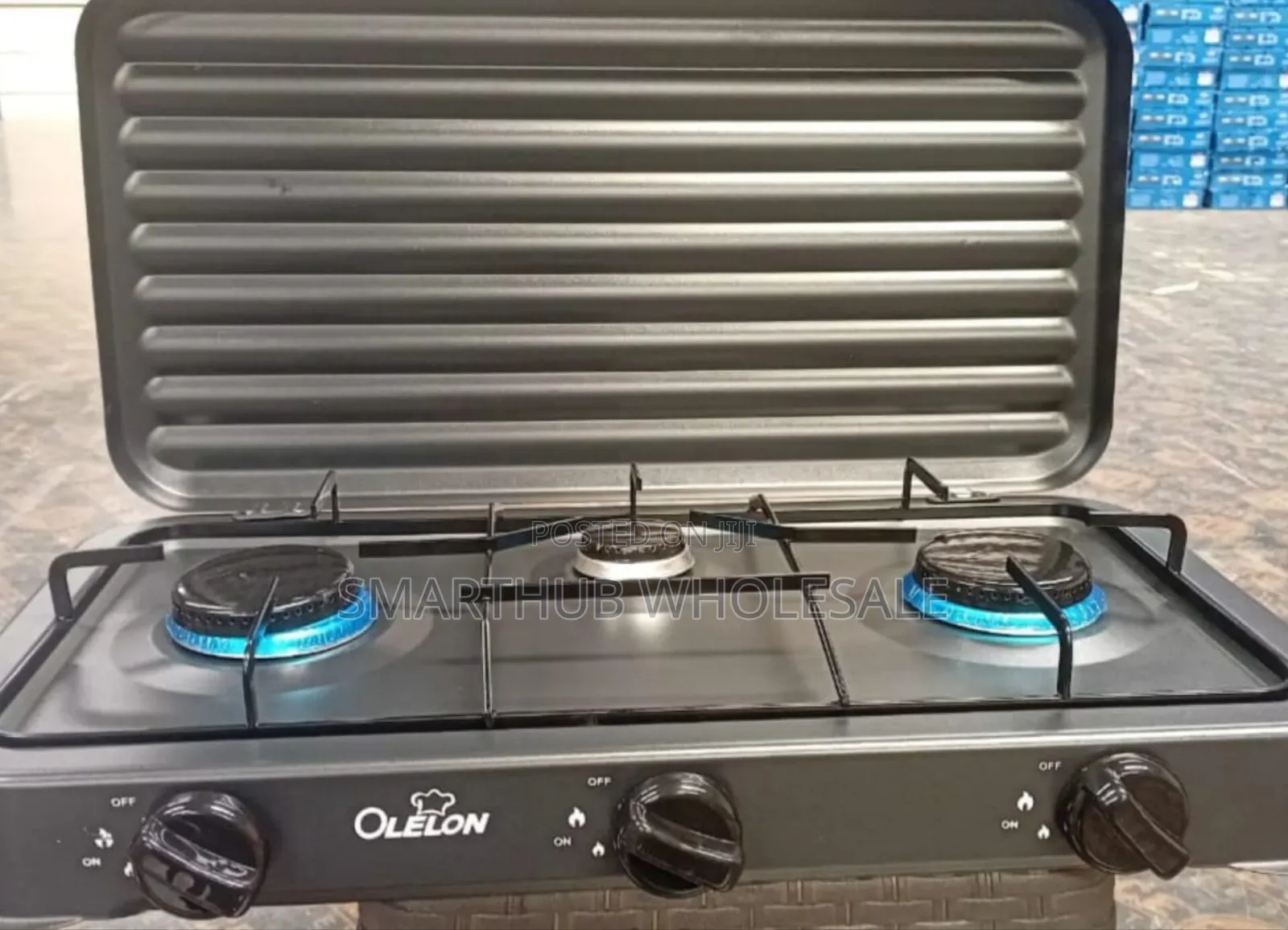 Olelon 3 Burner Gas Stove Cooker With Cover Lid