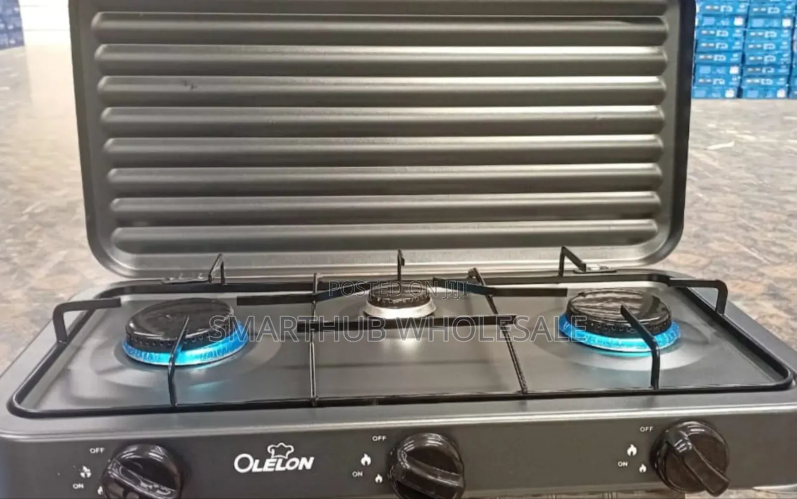 Olelon 3 Burner Gas Stove Cooker With Cover Lid