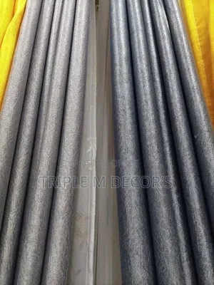 Grey Red Window Curtains