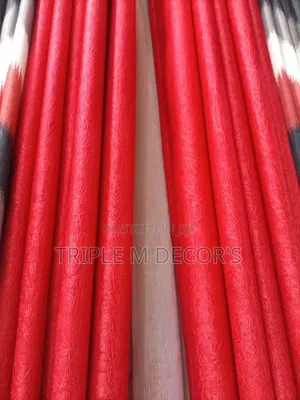 Grey Red Window Curtains