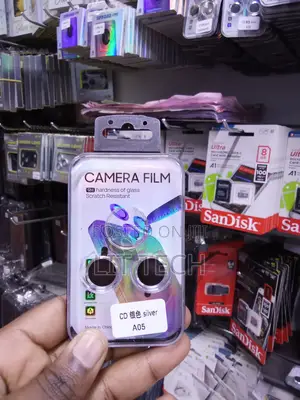 Samsung A05 Glass Camera Lens Protector and Silver Metallic Ring