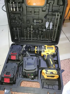 Cordless Drill Toolkit With a Yellow and Black DeWalt-branded Drill,