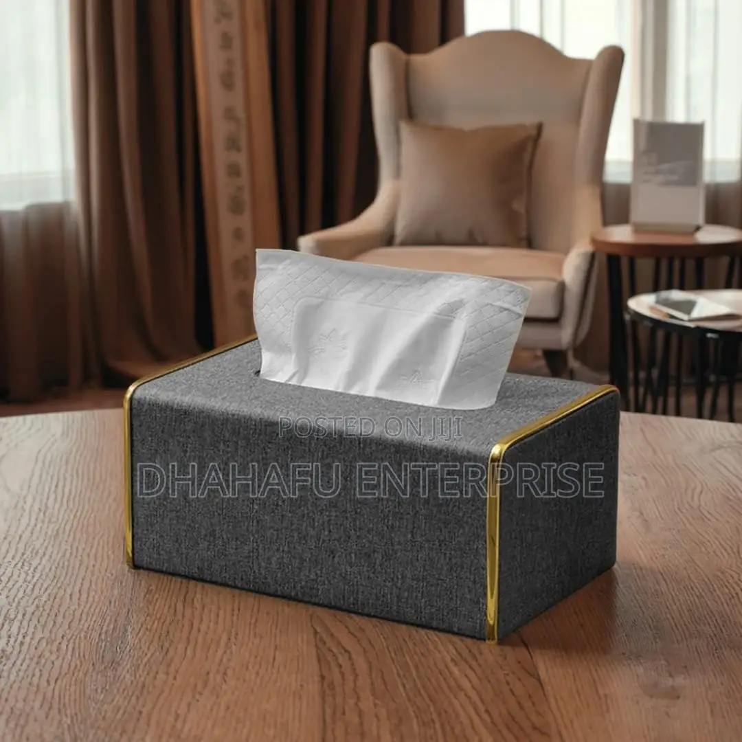Luxury Fabric Tissue Box Holder With Gold Trim