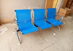 3 Seater Blue Waiting Visiting Bench Gf3