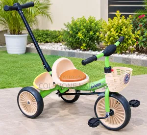Kids Tricycle With Push Handle, Safety Seat Front Basket