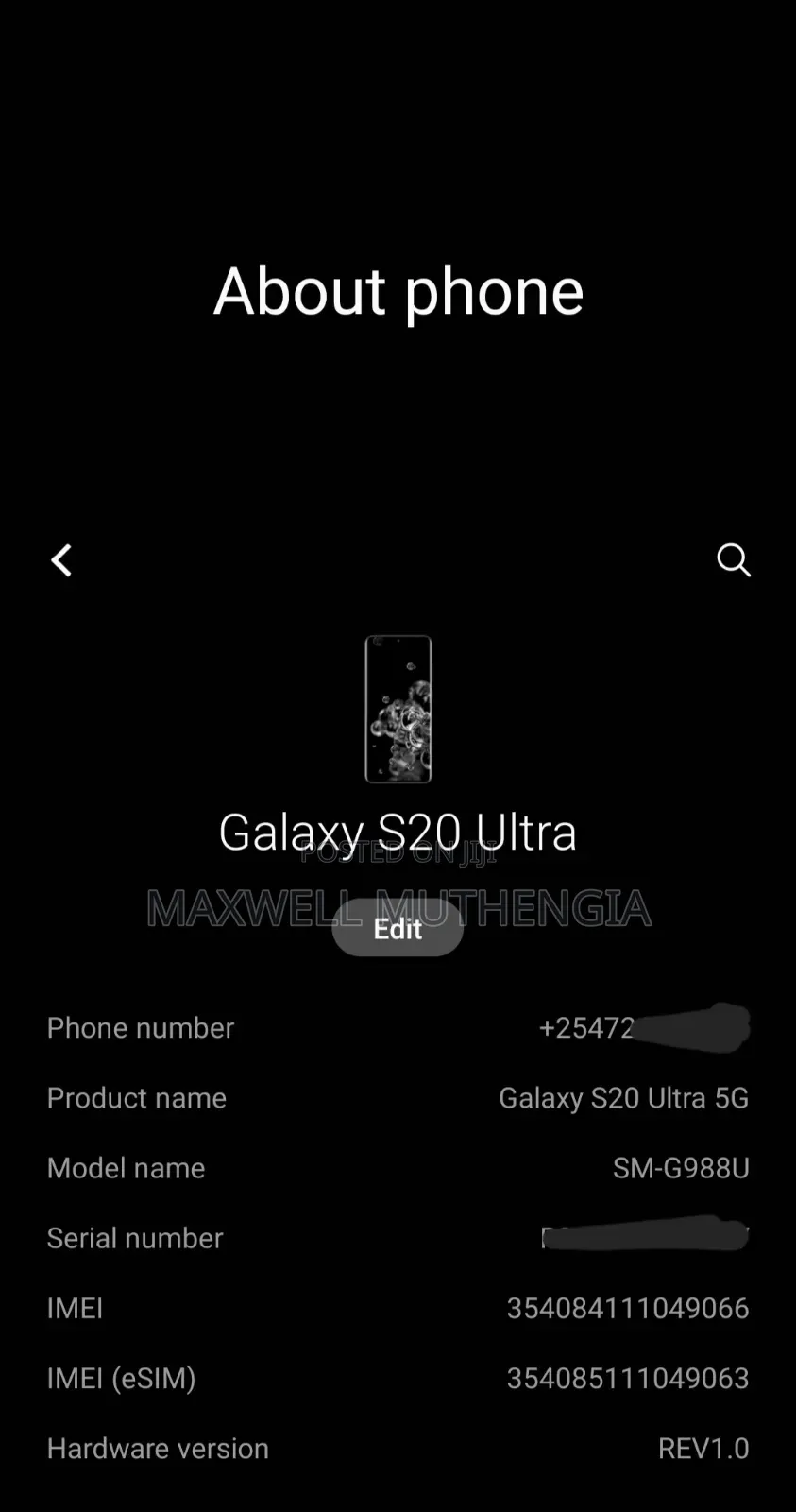 Samsung Galaxy S20 Ultra 5G 128 GB Black