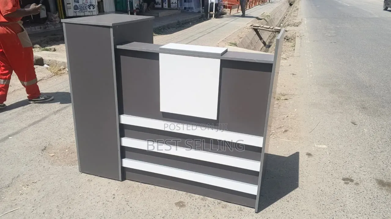Classic White Grey Office Receptionist Desk