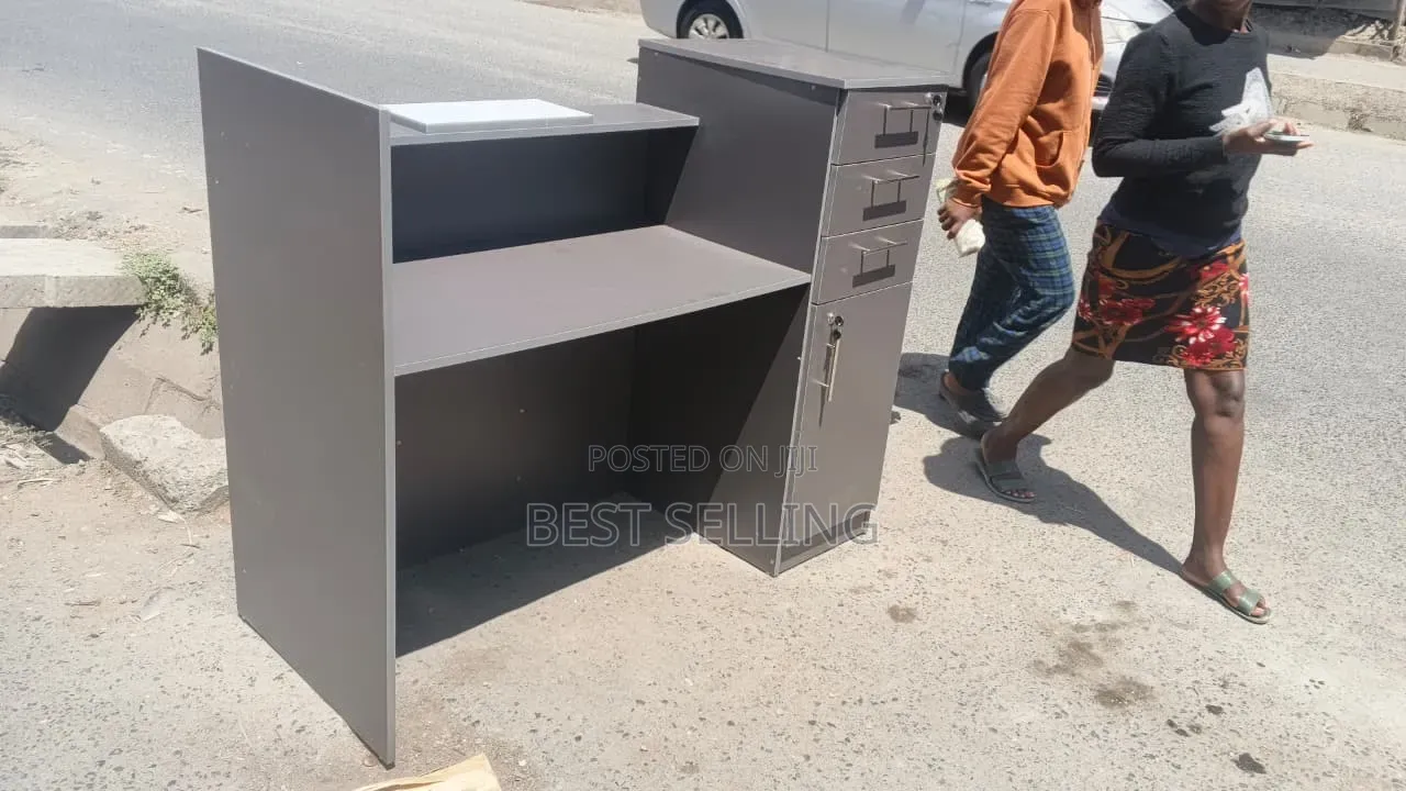 Classic White Grey Office Receptionist Desk