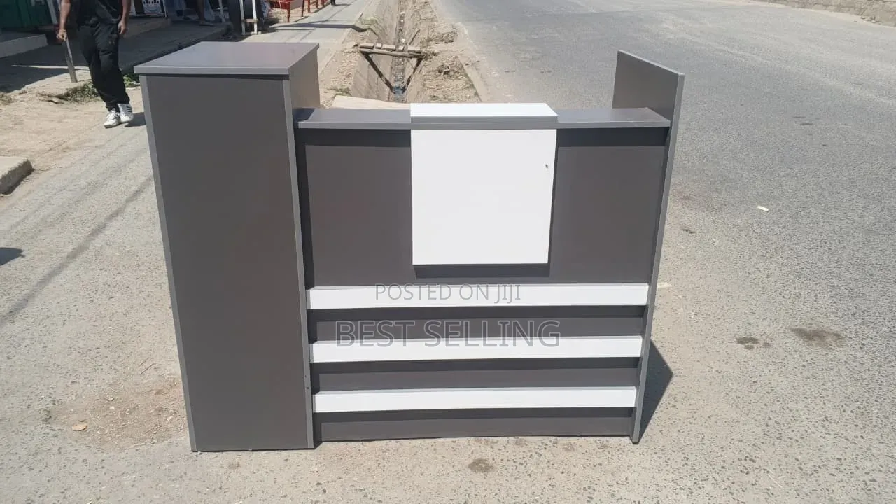Classic White Grey Office Receptionist Desk