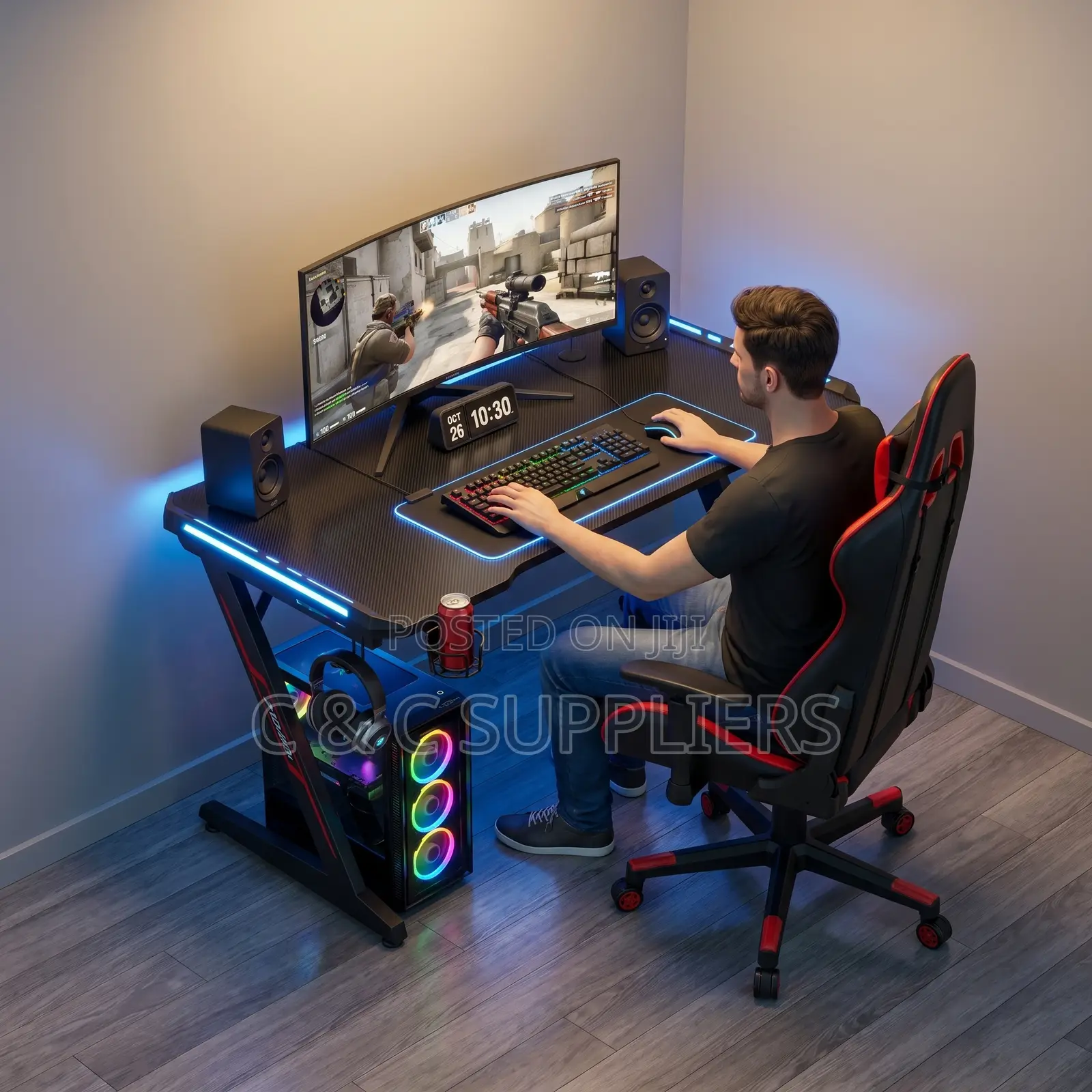 Black Imported Gamer Desk With Led