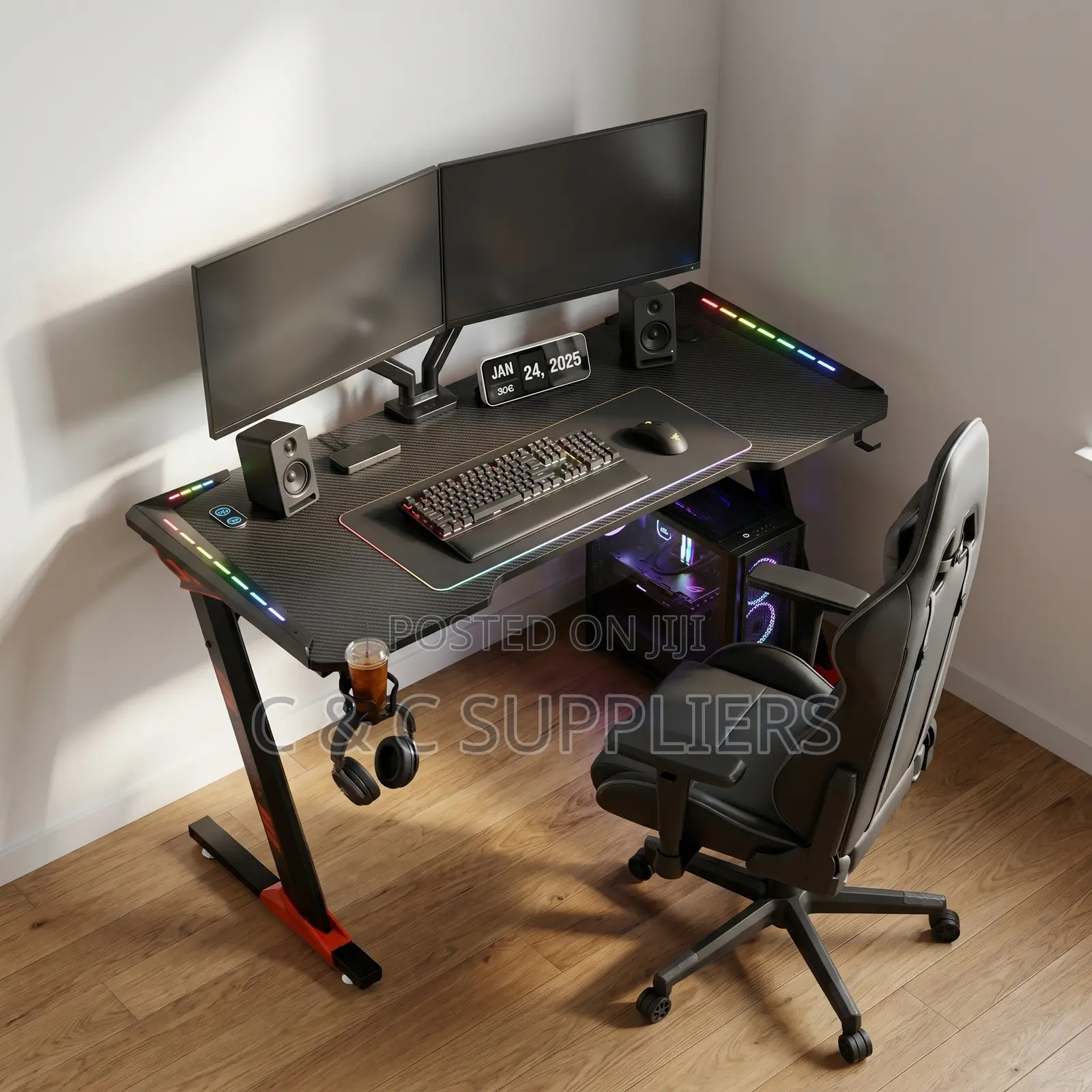 Black Imported Gamer Desk With Led