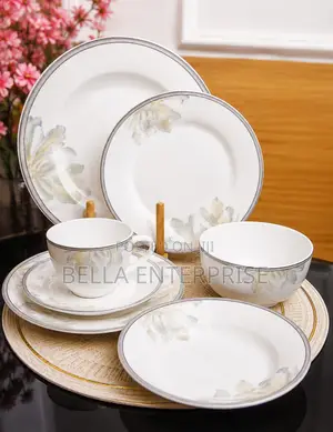 36 PCS High Quality Ceramic Dinner Set Still Available White Flowered