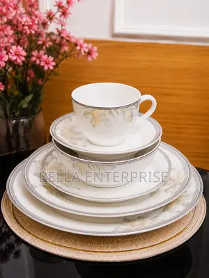 36 PCS High Quality Ceramic Dinner Set Still Available White Flowered