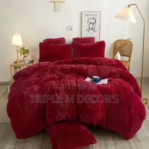 Maroon/ Pink 6pc Complete Fluffy Duvet Set (6x7) /Duvet, Sheet Cases