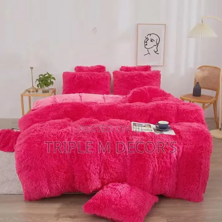 Maroon/ Pink 6pc Complete Fluffy Duvet Set (6x7) /Duvet, Sheet Cases