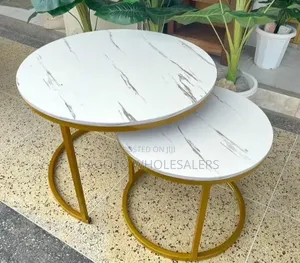 WHITE Nesting Coffee Table Marble Effect (MDF)