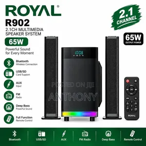 Royal R902 2.1CH Sound System 65W Deep Bass