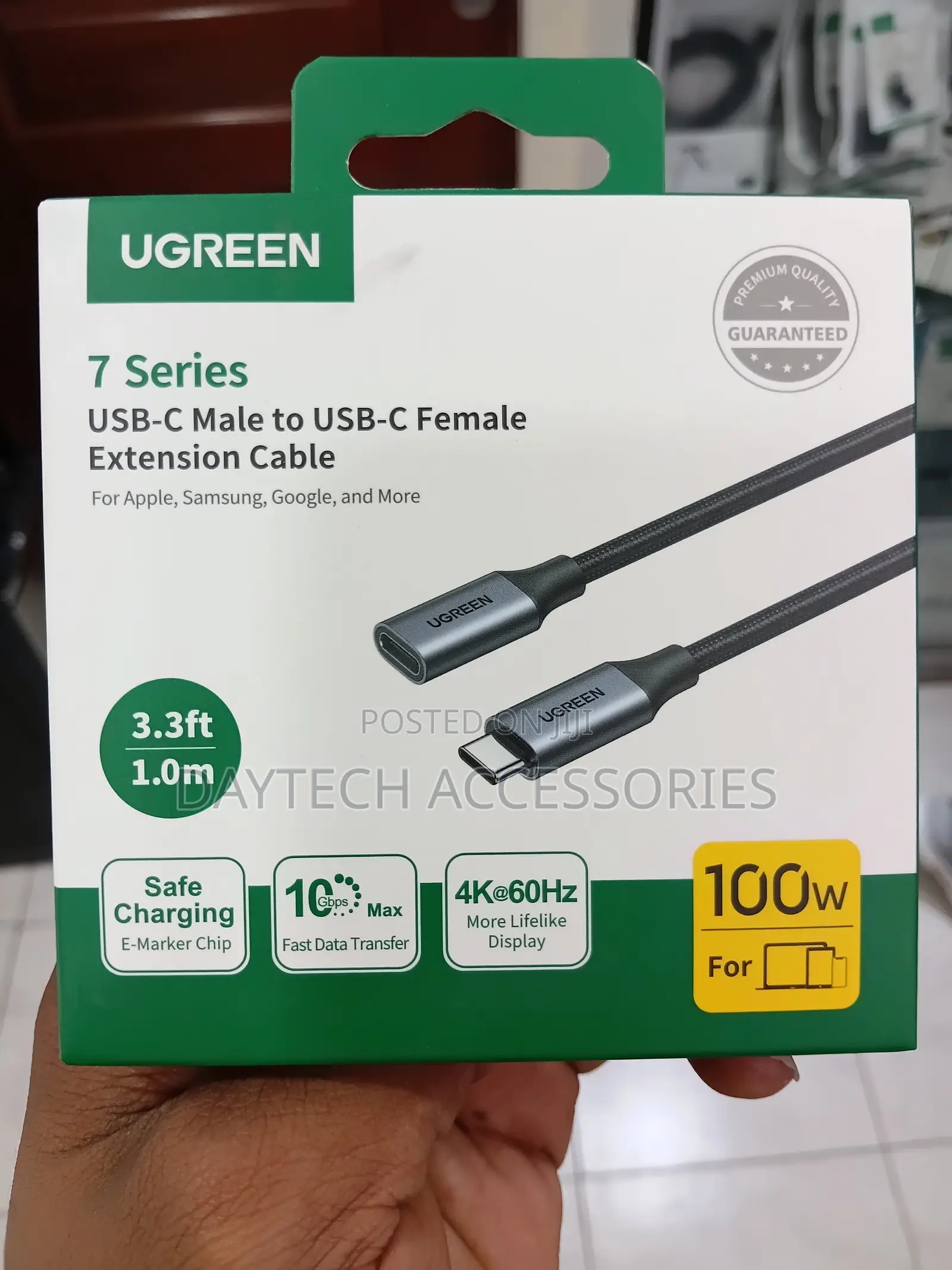 1-Meter UGREEN 7 Series USB-C Male to USB-C Female Extension Cable