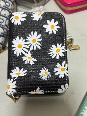 Black Flowered Cardholder