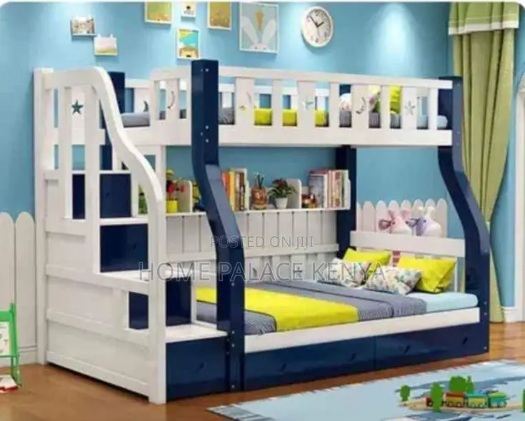 Bunk Bed; Space-Saving Wooden Bunk Bed With Shelves