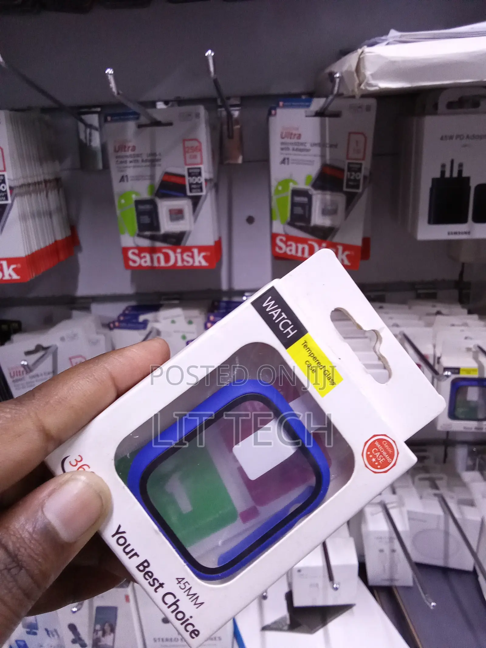 45mm Blue Bumper Case With Built-in Tempered Glass Screen Protector
