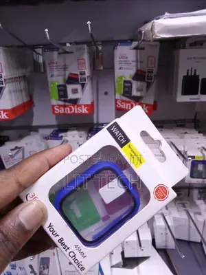 45mm Blue Bumper Case With Built-in Tempered Glass Screen Protector