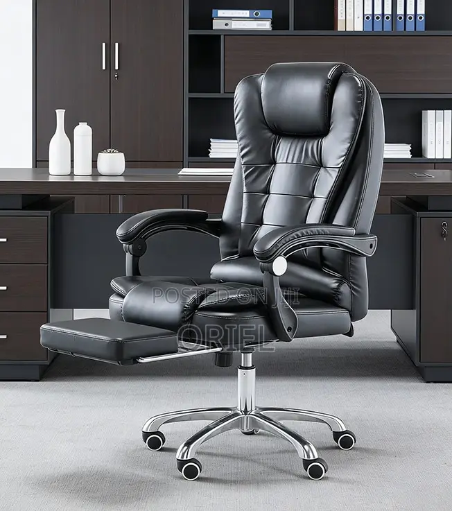 Executive Office Leather Seat With Footrest – Premium Reclining Chair