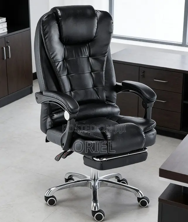 Executive Office Leather Seat With Footrest – Premium Reclining Chair
