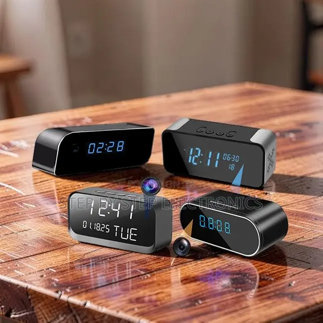 Portable Security Monitor WiFi Alarm Table Clock Hidden Spy Camera