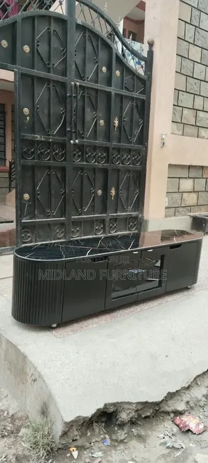 Black TV Stand With Marble Top Available for Pickup Pay on Delivery