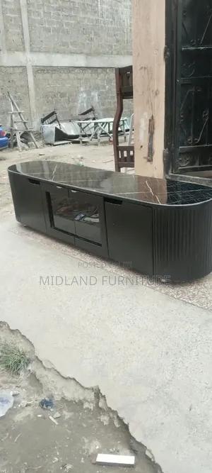 Black TV Stand With Marble Top Available for Pickup Pay on Delivery