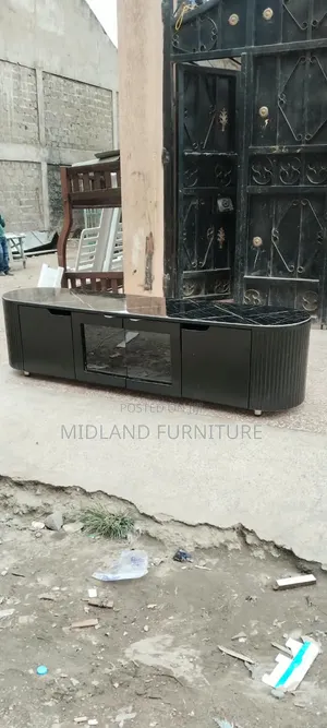 Black TV Stand With Marble Top Available for Pickup Pay on Delivery