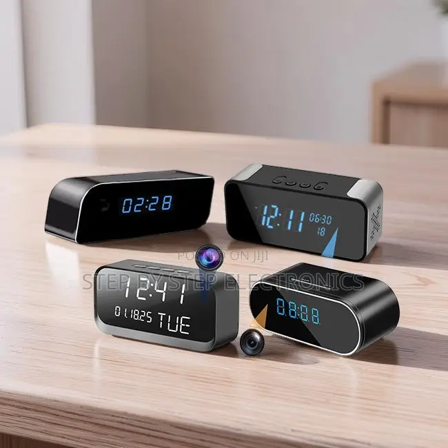 Compact Indoor Watcher WiFi Alarm Table Clock Hidden Spy Camera