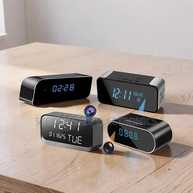 Wireless Room Surveillance WiFi Alarm Table Clock Hidden Spy Camera