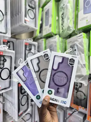 Hand Holding Magnetic Phone Cases Labeled for the "SAM A16