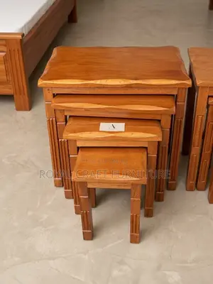 Versatile Premium: 4-Piece Solid Mahogany Nesting Stools Set