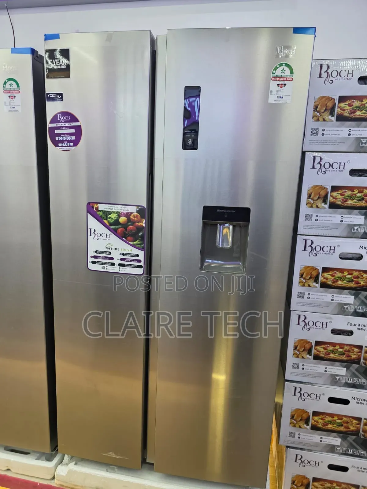 Roch 559L Large Side-by-Side Refrigerator With Dispenser